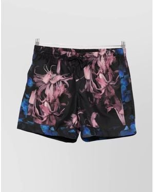 Dries Van Noten Floral Print Mid-Length Beachwear With Elastic Waistband - Blue
