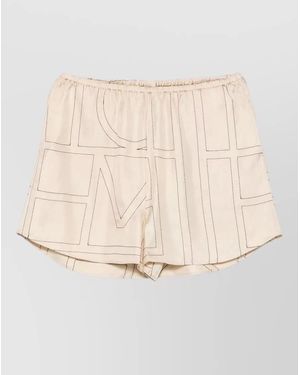 TOTEME Silk Pyjama Shorts Monogram Relaxed Fit - Natural