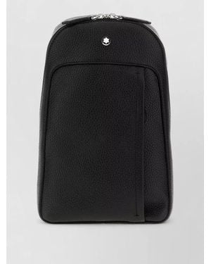 Montblanc Leather Crossbody Backpack Adjustable Straps - Black