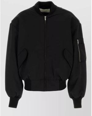 Entire studios Stretch Polyester Blend Bomber Jacket - Black
