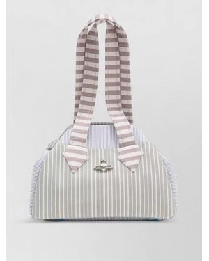 Vivienne Westwood Archive Medium Cotton Striped Tote Bag - White