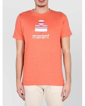 Isabel Marant Linen Logo Print T-Shirt - Orange