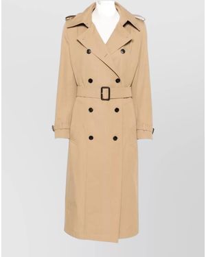 Gucci Long Cotton Trench Coat Belted Waist - Natural