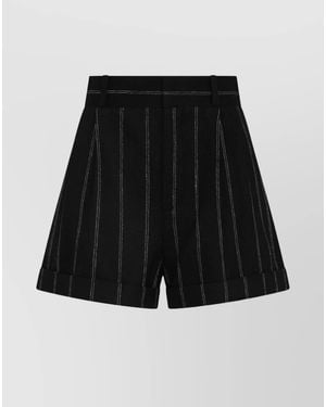 The Mannei Wool Pinstriped Tailored Shorts - Black