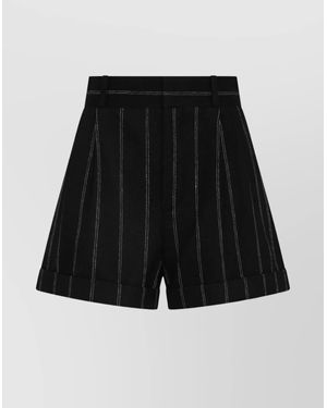 The Mannei Wool Pinstriped Tailored Shorts - Black