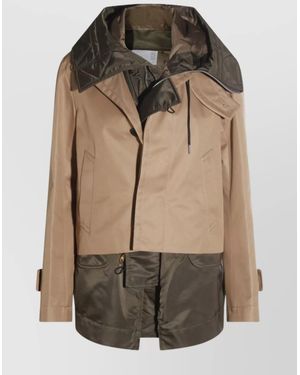 Sacai Hooded Quilted Front Pockets Jacket - Brown