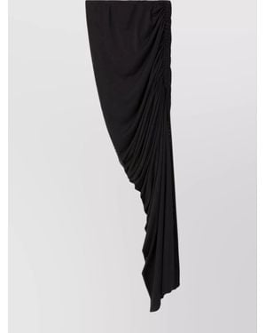 AZ FACTORY Ruched High-Rise Side-Slit Ankle-Length Skirt - Black