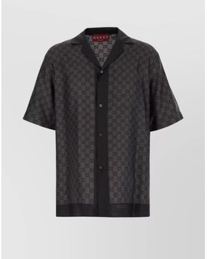Gucci Silk Shirt Logo Pattern - Black