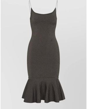 Jacquemus Knit Midi Dress Bodycon Flared Hem Straps - Multicolor