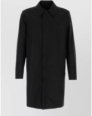 Gucci Cotton Blend Longline Overcoat Point Collar - Black