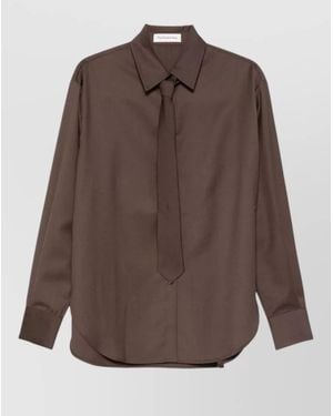 Frankie Shop Tie Neck Shirt - Brown