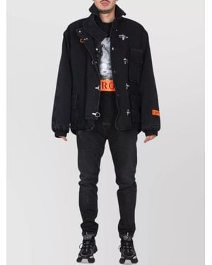 Heron Preston High Neck Canvas Utility Jacket - Black