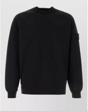 Stone Island Stretch Cotton T Shirt Raglan Sleeves Patch - Black