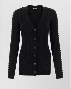 DURAZZI MILANO Wool Cardigan With Deep V Neckline - Black