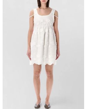 THE GARMENT Floral Bra Dress Open Back Ruffle Trim - White