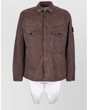 Stone Island Cotton Blend Shirt Jacket - Brown