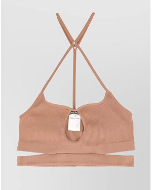 ANDREADAMO Ribbed Bra With Adjustable Straps And Cut-Out Detail - Natural
