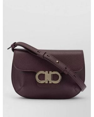 Ferragamo Double Gancini Leather Crossbody Bag Strap - Brown