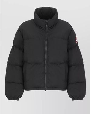 Canada Goose Cropped Puffer Jacket High Neck Hem Drawstring - Black