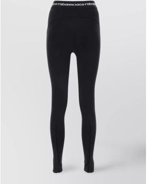 Rabanne Streamlined Nylon Leggings With Zippered Hem Slits - Blue