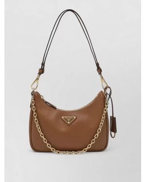 Prada Shoulder Bag Adjustable Strap Chain Detail - White