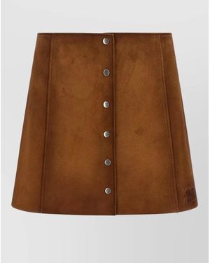 Miu Miu High Waist Suede Panel Mini Skirt - Brown