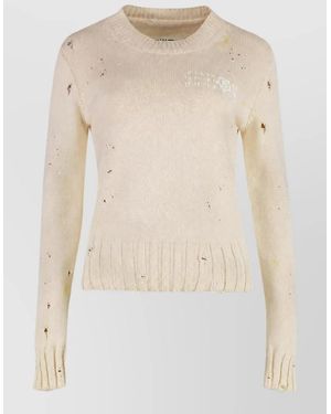MM6 by Maison Margiela Cotton Distressed Sweatshirt - Natural
