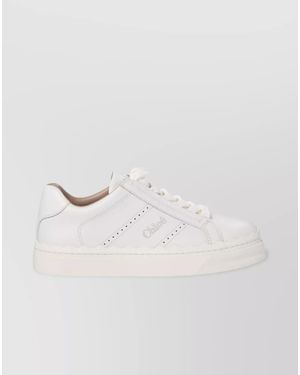 Chloé Scalloped Edge Rubber Sole Trainers - Natural