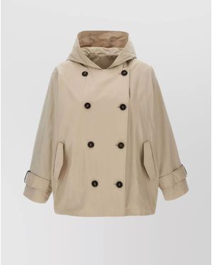 Brunello Cucinelli Double-Breasted Hooded Parka Coat - Natural