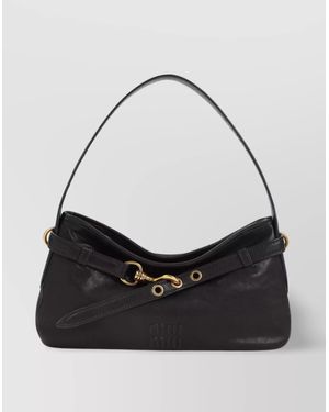 Miu Miu Aventure Lamb Leather Shoulder Bag - Black