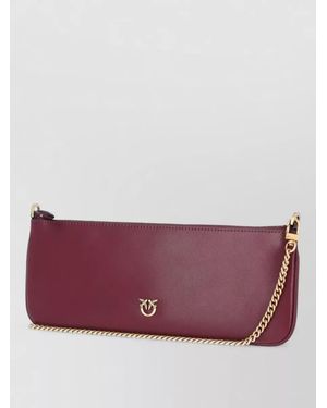 Pinko Love Bag Flat Leather Clutch Bag - Purple