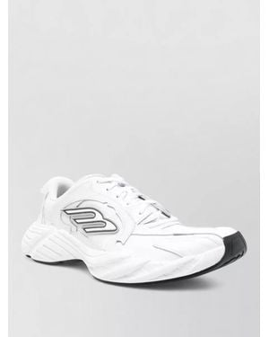 Balenciaga Lace Up Leather Trainers Rubber Sole Stitching - White