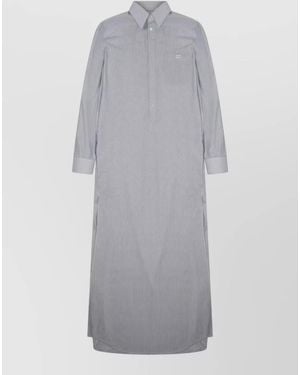 Celine Shirt Dress Long Sleeves Chest Pocket Slits - Grey