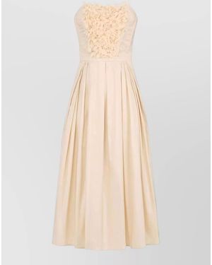 Elisabetta Franchi Embroidered Sleeveless Sweetheart-Neck Mini Dress - Natural