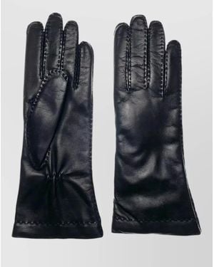Restelli Nappa Cashmere Fitted Long Gloves Stitch Detailing - Black