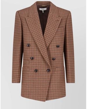 Chloé Checked Wool-Blend Blazer - Brown