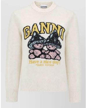 Ganni Wool Sweatshirt - Natural