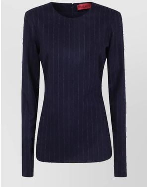 Thelatest Wool Ribbed Round Neck Sweater - Blue