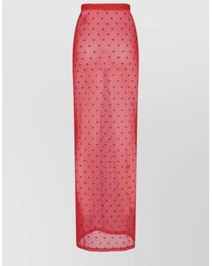 Marine Serre Midi Skirt Sheer Fabric Elastic Waistband - Red