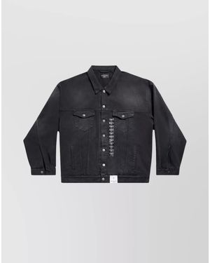 Balenciaga Appliqué Logo Denim Jacket - Blue