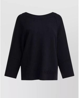Max Mara Knitwear Top Buttoned Cuffs Ribbed Collar - Blue