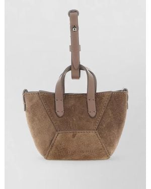 Brunello Cucinelli Micro Bc Duo Leather Top Handle Bag - White