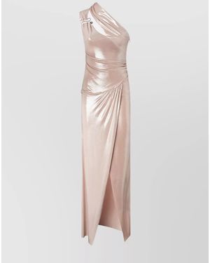 Pinko Asymmetric One-Shoulder Draped Knee-Length Gown - Pink