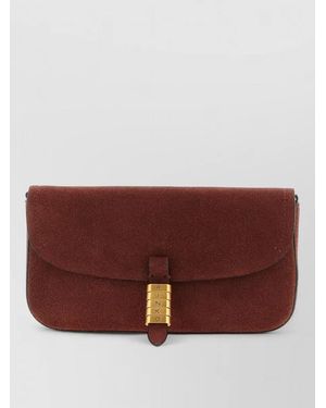 Pinko Medium Suede Clutch Bag Adjustable Strap - Red