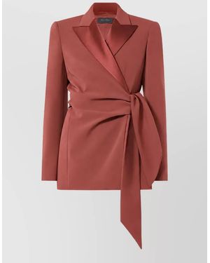 Max Mara Belted Satin-Lapel Blazer - Red