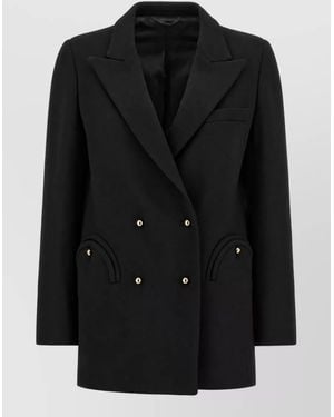 Blazé Milano Virgin Wool Double-Breasted Blazer - Black
