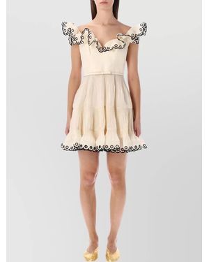 Zimmermann Embroidered Frilled Sleeveless Mini Dress - Multicolor