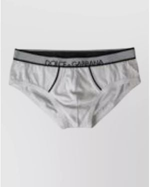 Dolce & Gabbana Logo Cotton Stretch Brief Elastic Waistband - Grey
