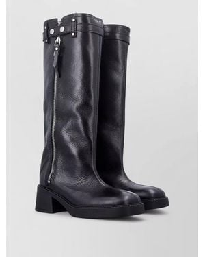 Miista Leather Zip Boots - Black