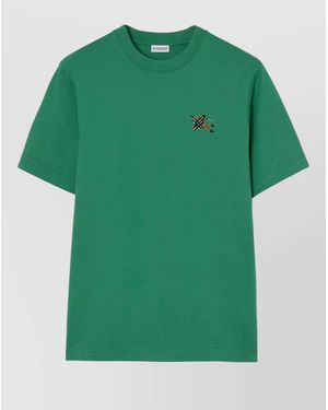 Burberry Embroidered Cotton T-Shirt - Green